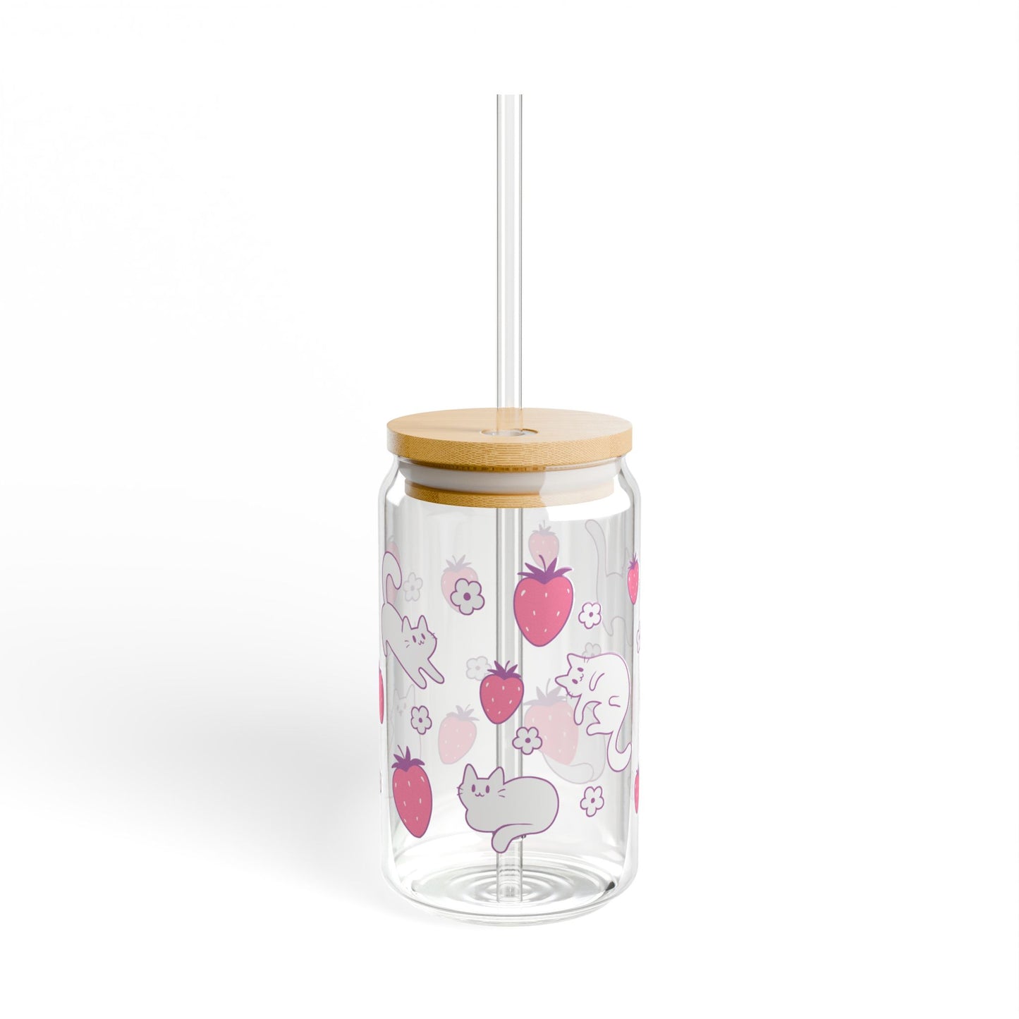 Strawberry Cats Glass Tumbler